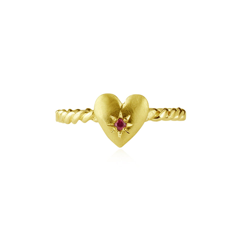 Matte heart ring gold
