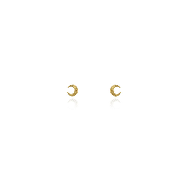 Micro crescent moon stud earrings 9k gold