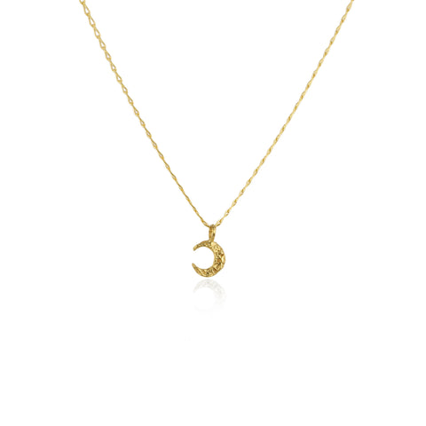 Micro crescent moon necklace gold