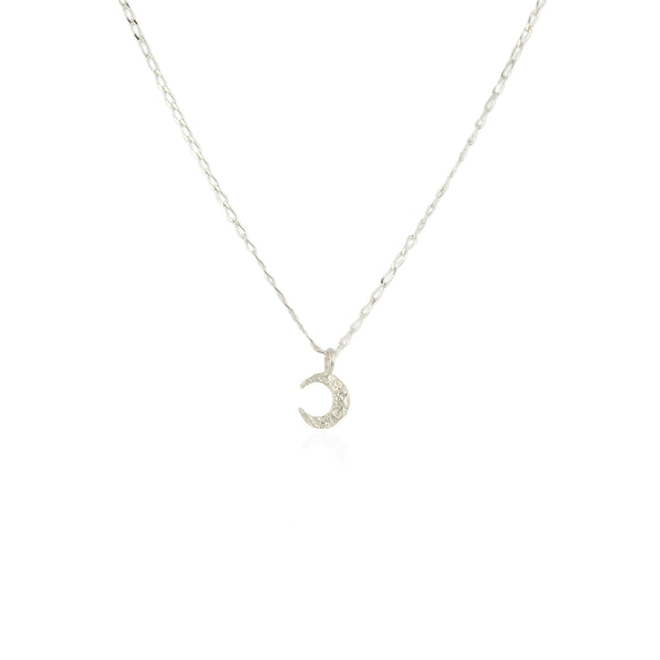 Micro crescent moon necklace silver