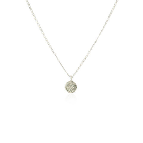 Mini moon disc necklace silver