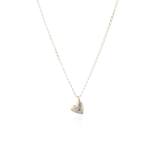 birthstone heart necklace tanzanite December silver