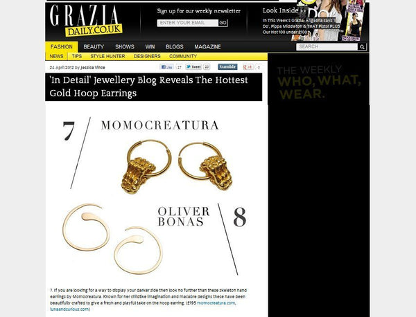 Skeleton Hands Hoop Earrings Gold Press Release