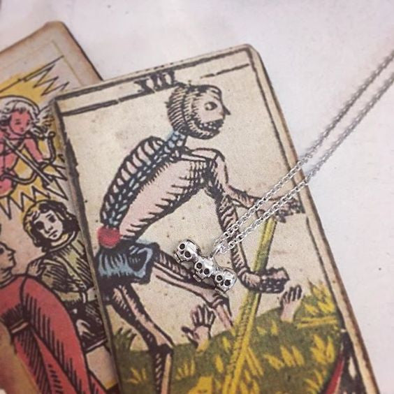 Skull Brothers + Axe Necklace Silver