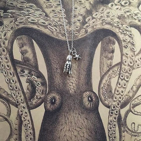 Octopus and Tiny Star Necklace