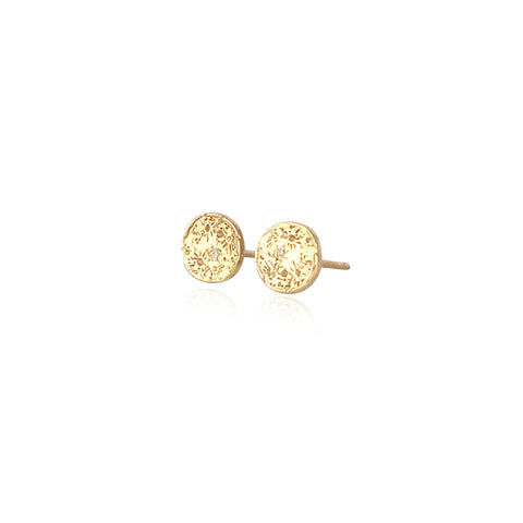 Mini moon disc stud earrings 9ct gold