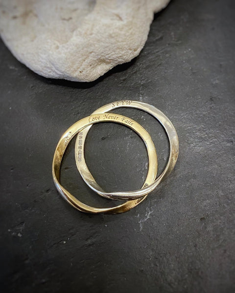 Bi-colour 9k Gold Gimmel Ring