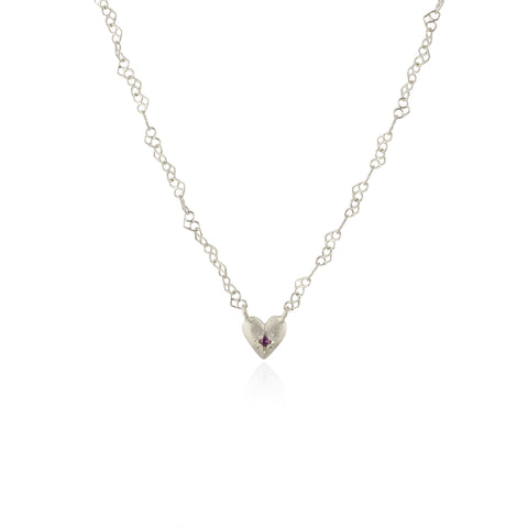 Full of heart birthstone necklace silver