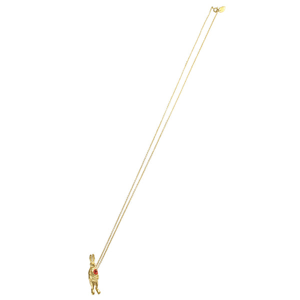 Hole in Heart Rabbit Necklace Gold
