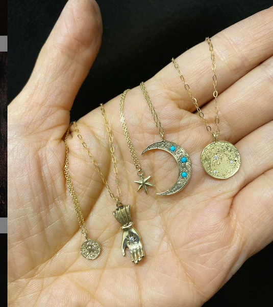 Birthstone hand pendant gold