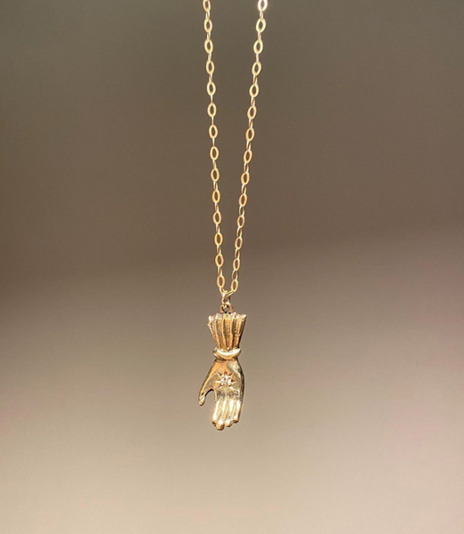 Birthstone hand pendant gold