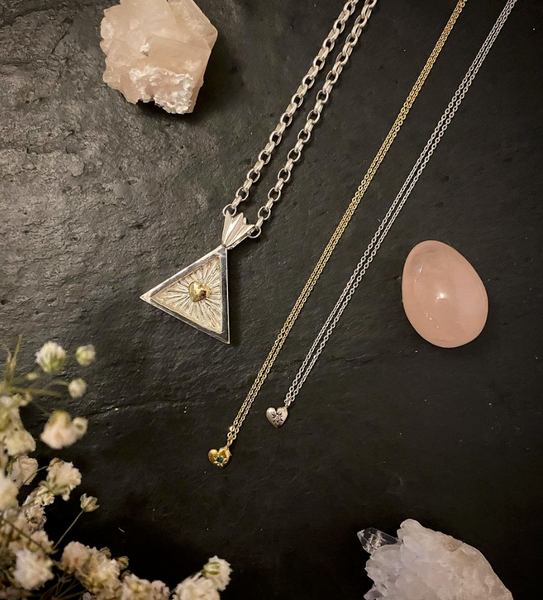 Tiny Heart Necklace Gold with Ruby