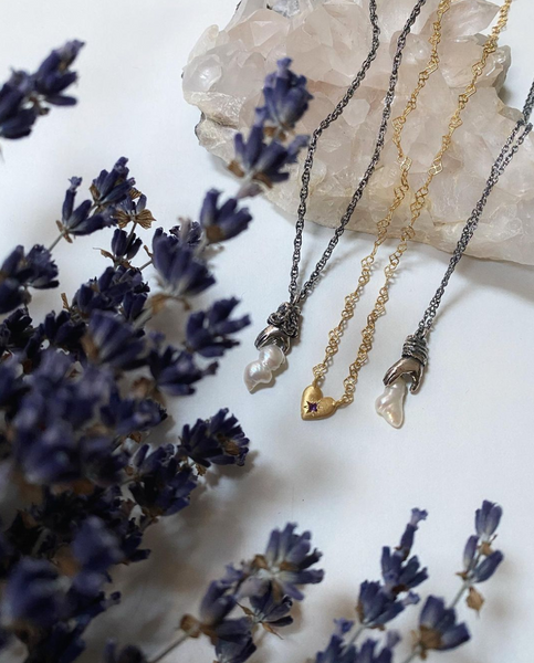 Full of heart birthstone necklace gold