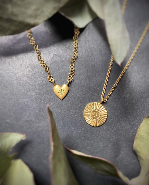 Full of heart birthstone necklace gold