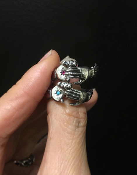 fede ring silver ruby turqoise