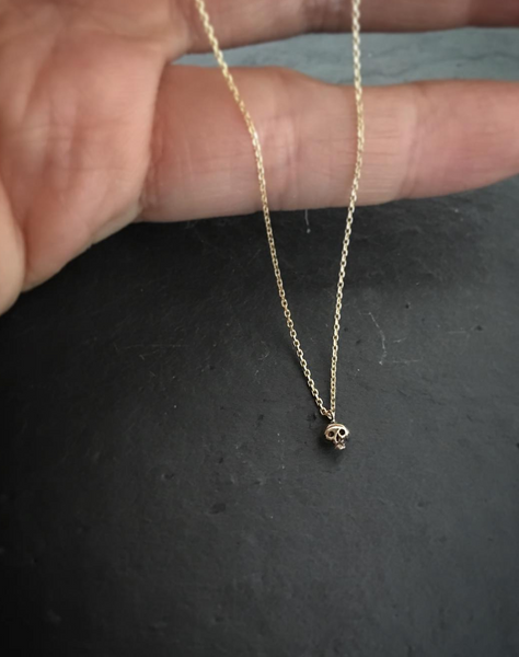 Micro Skull Necklace 9ct Gold