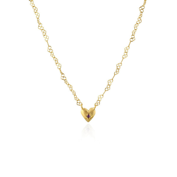 Full of heart birthstone necklace gold