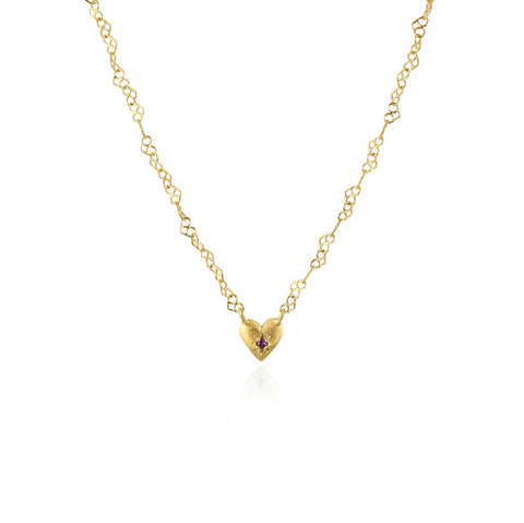 Full of heart birthstone necklace gold