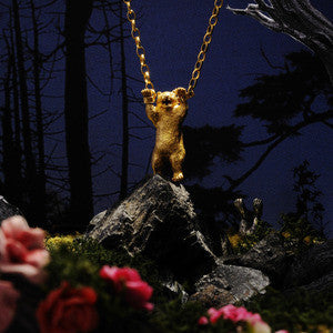 Handcuffed Bear Necklace Gold in Diorama