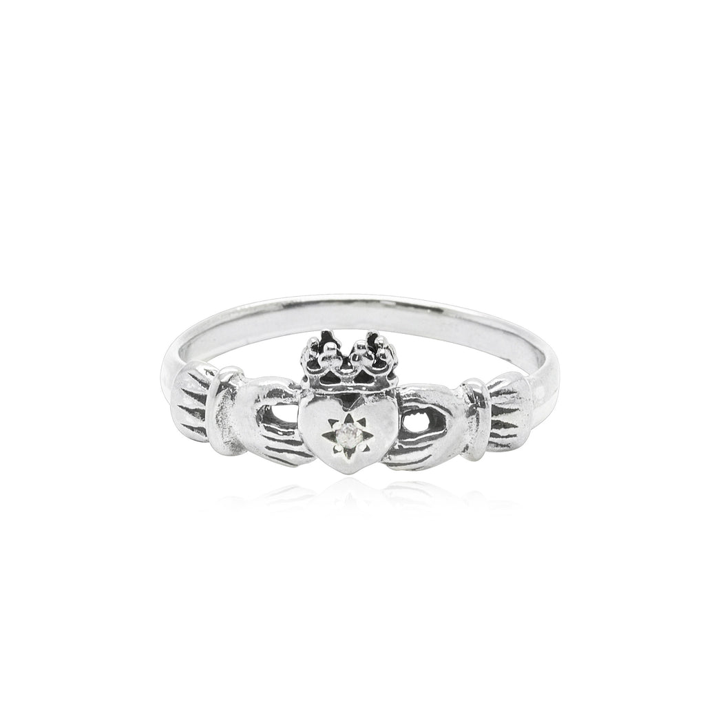 Claddagh Ring with Diamond x Silver