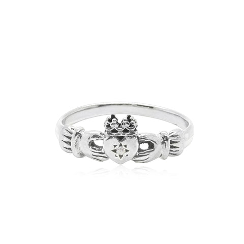 Claddagh Ring with Diamond x Silver