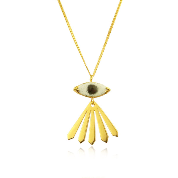 Enamel Eye and Ray Long Necklace Gold Product Shot Sub