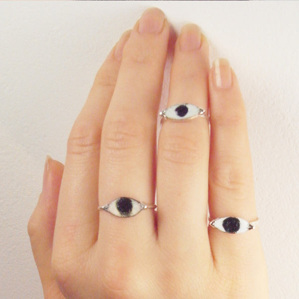 Enamel Eye Ring on Model