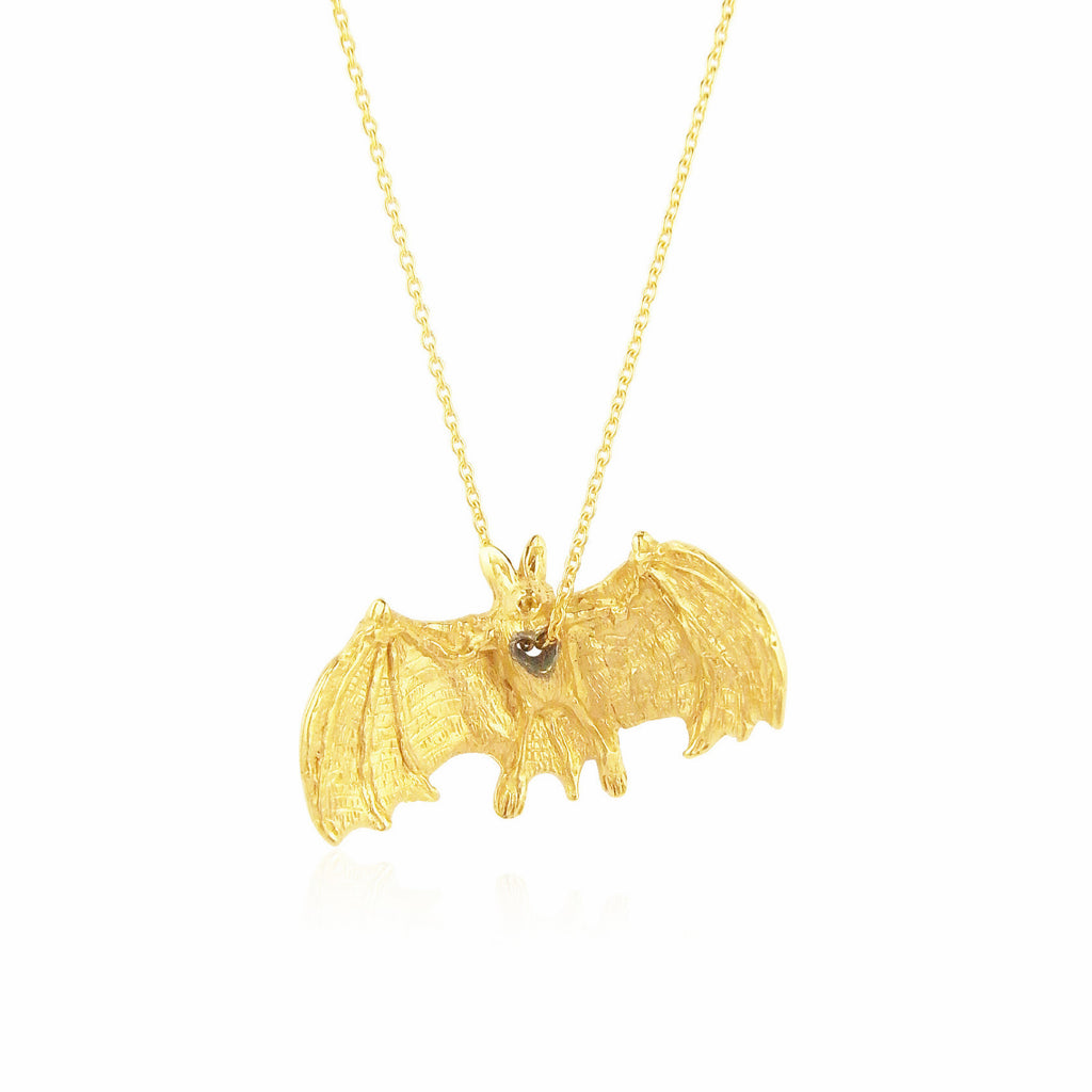 Stolen Heart Bat Necklace Gold x Black