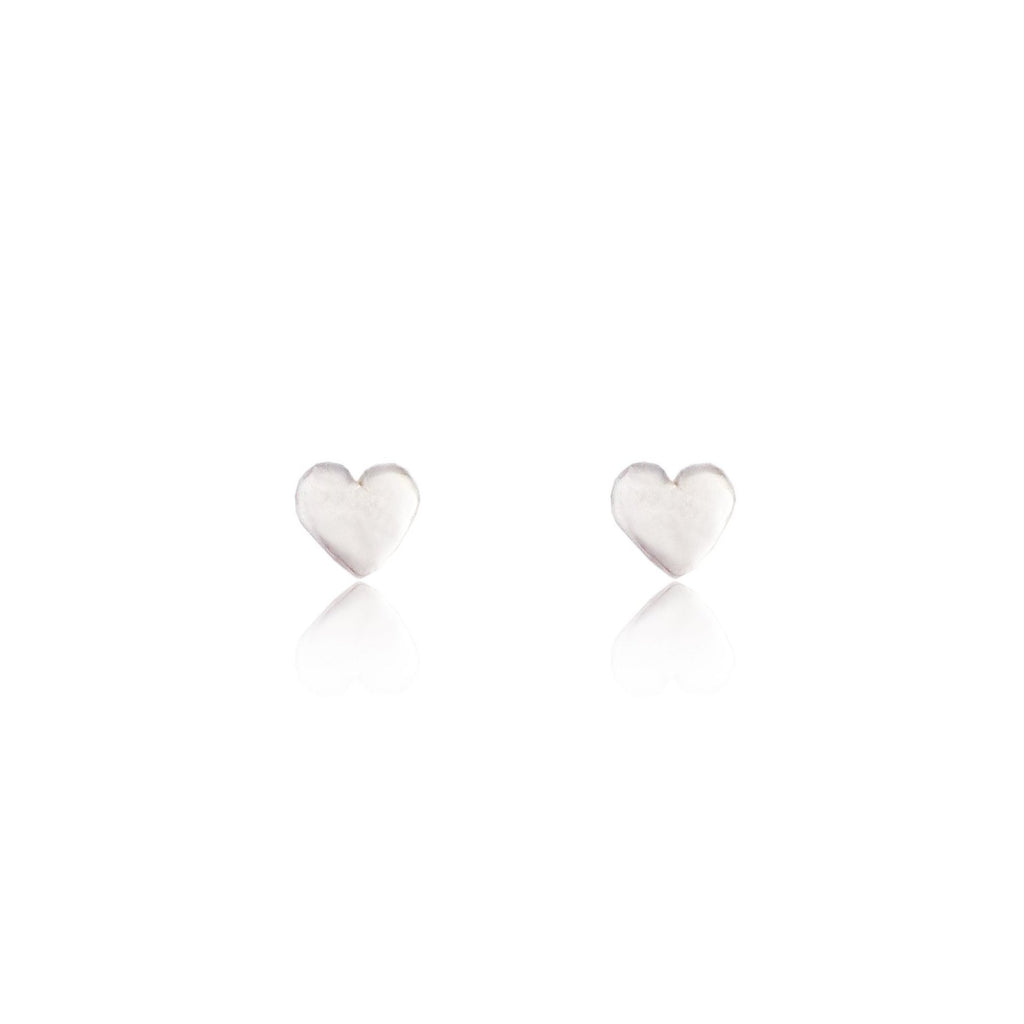 Tiny Heart Stud Earrings Silver