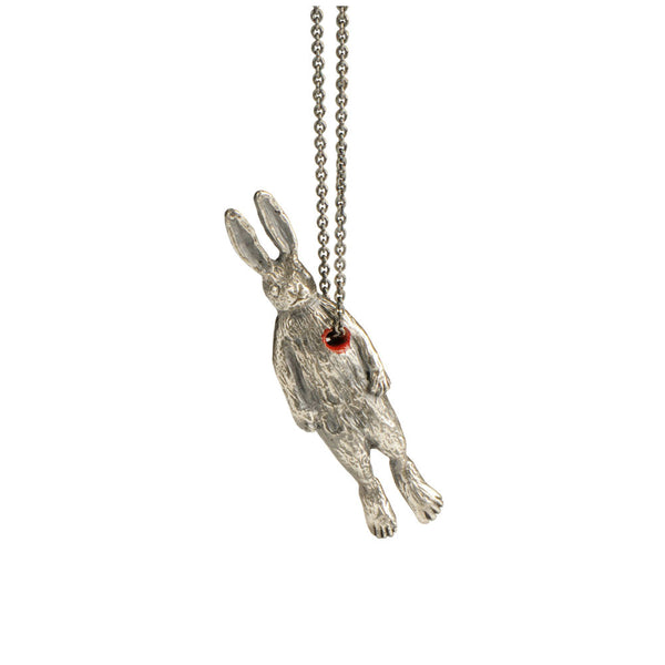 Hole in Heart Rabbit Necklace Silver Product Shot