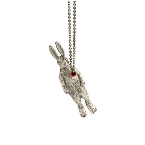 Hole in Heart Rabbit Necklace Silver Product Shot