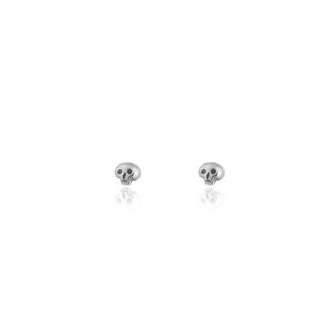 Micro Skull Stud Earrings Silver