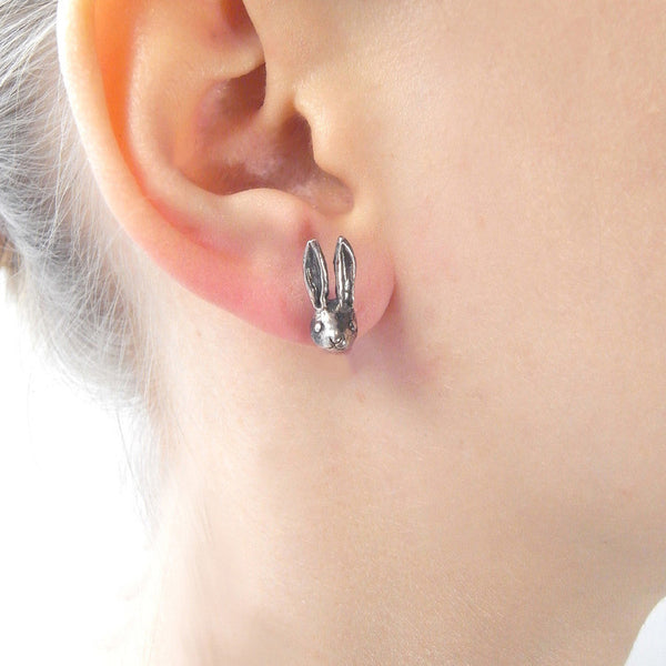 Rabbit head and Axe Earrings Silver