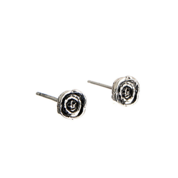 MOMOCREATURA Baby Skull in Rose Earrings Silver Product Shot
