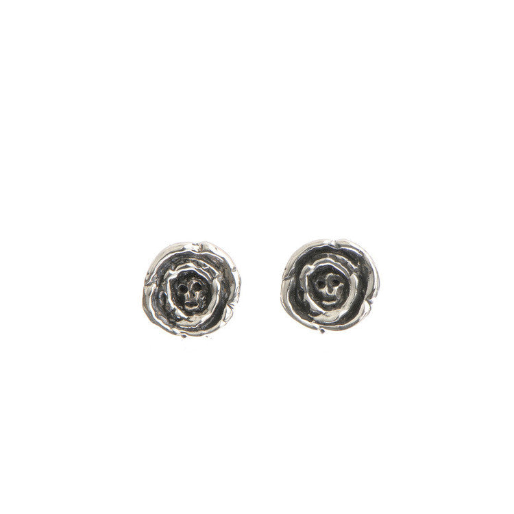 MOMOCREATURA Baby Skull in Rose Earrings Silver Product Shot Main