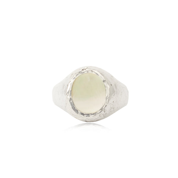 Rustic Mother of Pearl Signet Ring