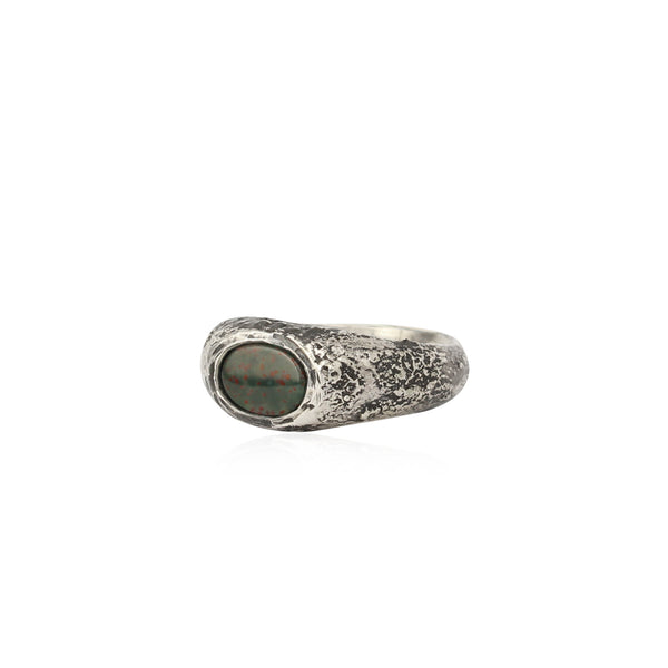 Rustic bloodstone signet ring small