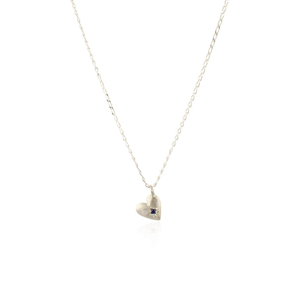 birthstone heart necklace silver sapphire september