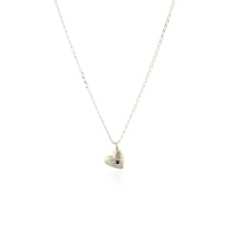 birthstone heart necklace silver sapphire september