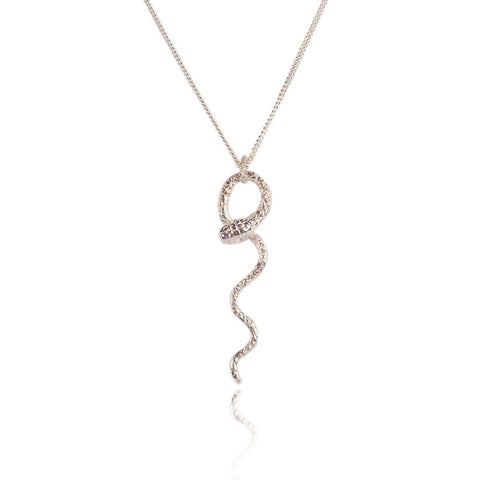 Waving Snake Necklace Silver Product Shot Main