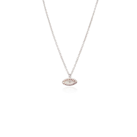 Tiny Diamond Eye Necklace Silver Product Shot