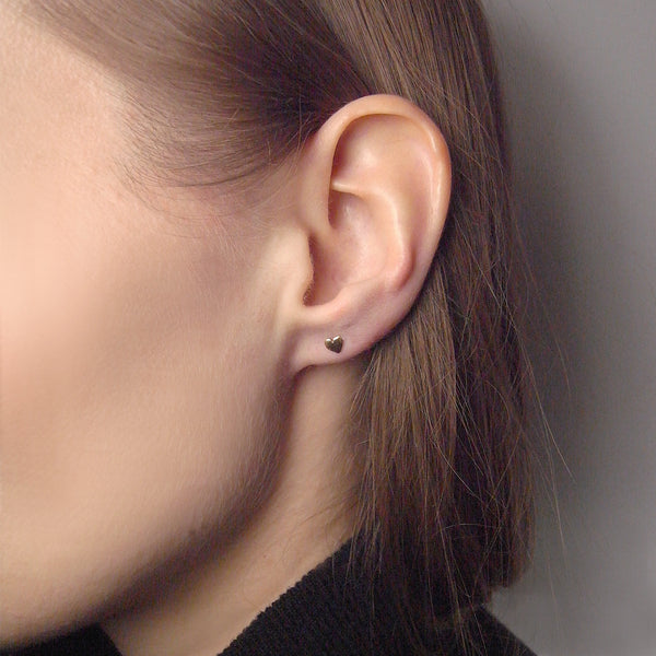tiny heart stud earrings 9k gold