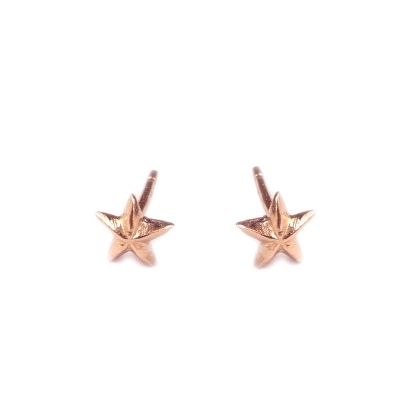 Tiny Star Stud Earrings Rose Gold Product Shot