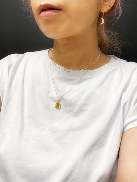 Sun & moon reversible charm necklace