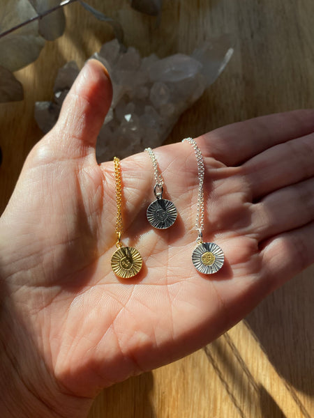 Sun & moon reversible charm necklace