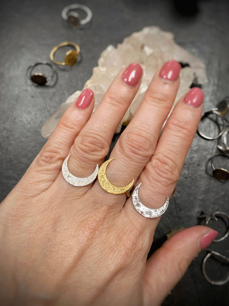 Crescent moon ring Silver