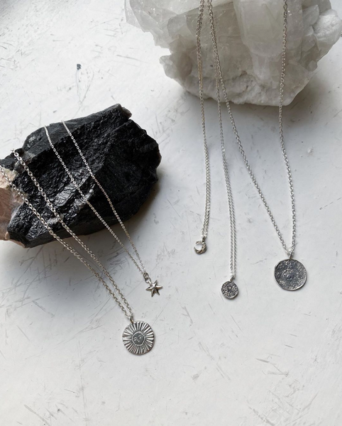 Micro crescent moon necklace