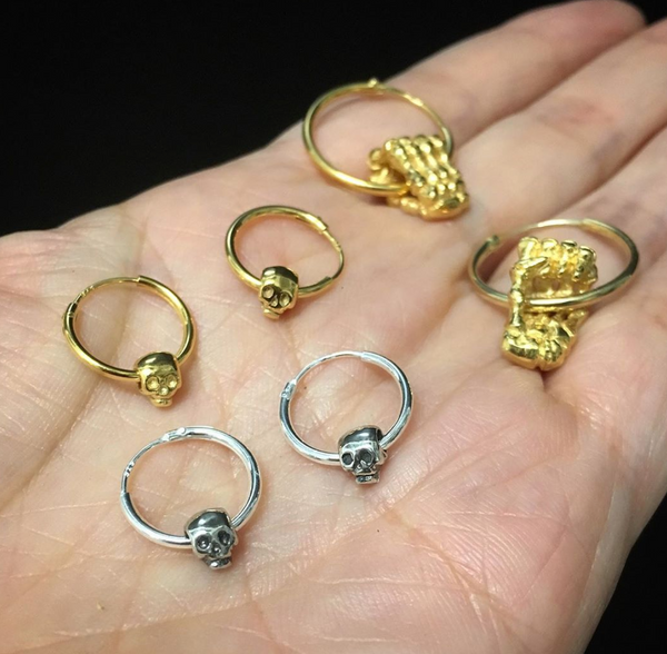 Baby Skull Hoop Earrings