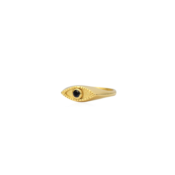 Eye signet ring - Black Sapphire