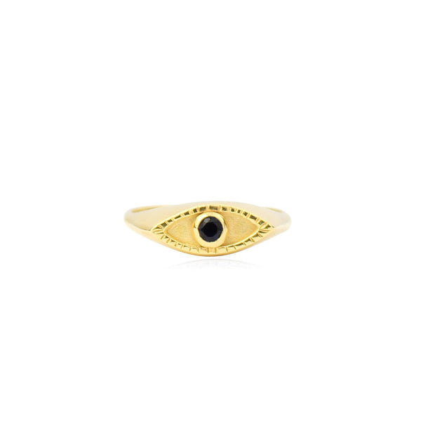 Eye signet ring - Black Sapphire